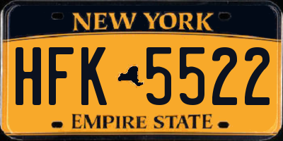 NY license plate HFK5522