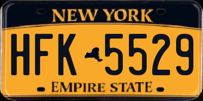 NY license plate HFK5529