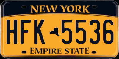 NY license plate HFK5536
