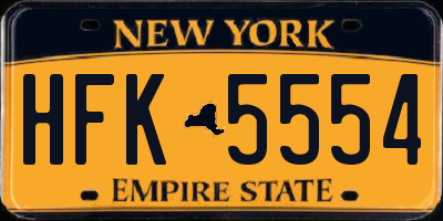 NY license plate HFK5554
