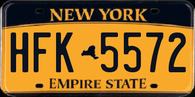 NY license plate HFK5572