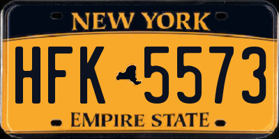 NY license plate HFK5573