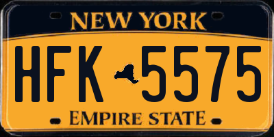 NY license plate HFK5575