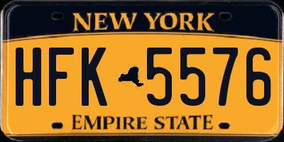 NY license plate HFK5576