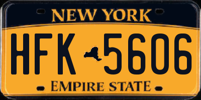 NY license plate HFK5606
