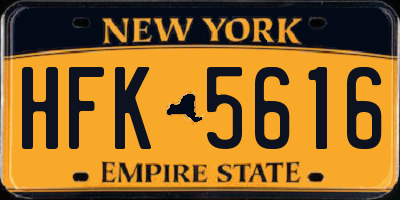 NY license plate HFK5616