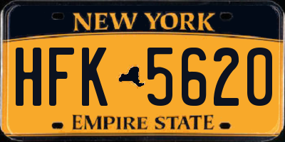 NY license plate HFK5620