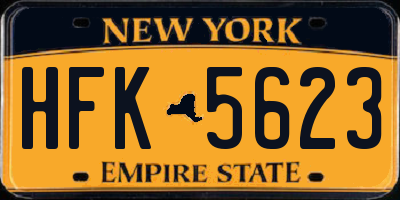 NY license plate HFK5623