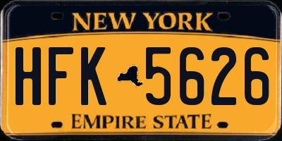 NY license plate HFK5626