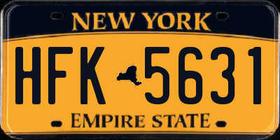 NY license plate HFK5631