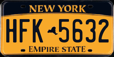 NY license plate HFK5632