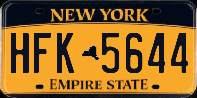 NY license plate HFK5644