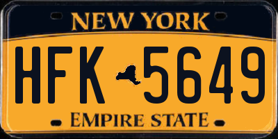 NY license plate HFK5649