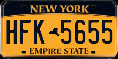 NY license plate HFK5655