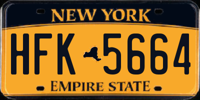 NY license plate HFK5664
