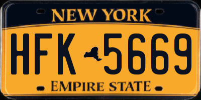 NY license plate HFK5669