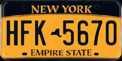 NY license plate HFK5670