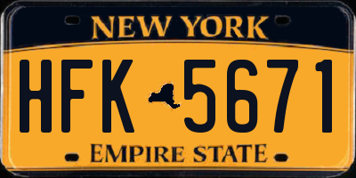 NY license plate HFK5671