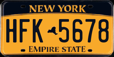 NY license plate HFK5678