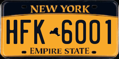 NY license plate HFK6001