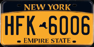 NY license plate HFK6006