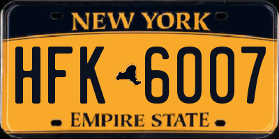 NY license plate HFK6007