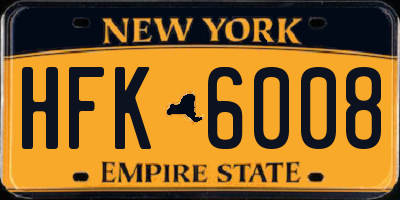 NY license plate HFK6008