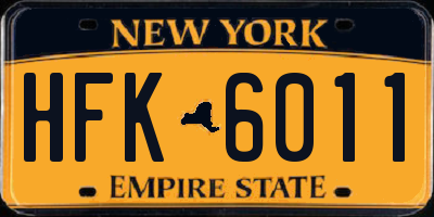 NY license plate HFK6011