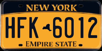 NY license plate HFK6012