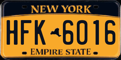 NY license plate HFK6016