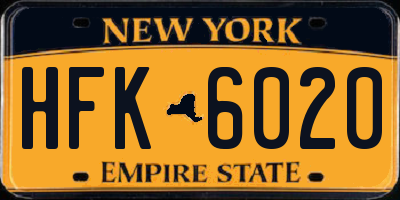 NY license plate HFK6020
