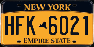NY license plate HFK6021
