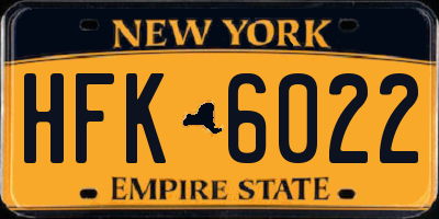 NY license plate HFK6022