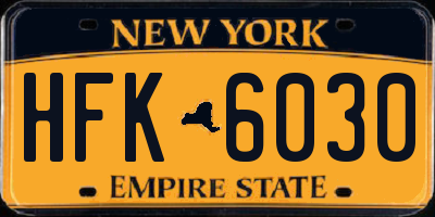 NY license plate HFK6030