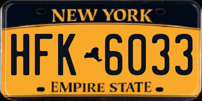 NY license plate HFK6033