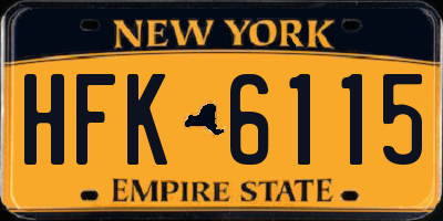 NY license plate HFK6115