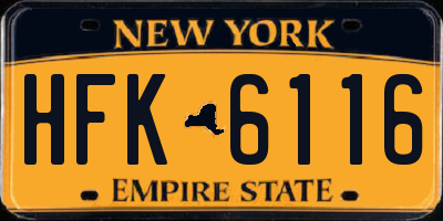 NY license plate HFK6116