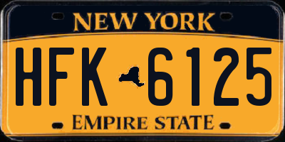 NY license plate HFK6125
