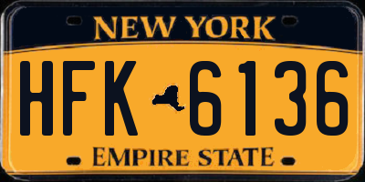NY license plate HFK6136