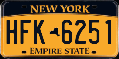 NY license plate HFK6251