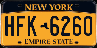 NY license plate HFK6260