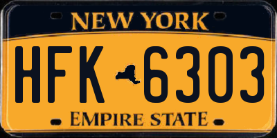NY license plate HFK6303