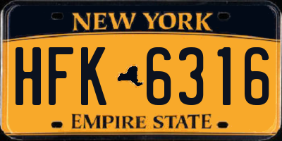 NY license plate HFK6316