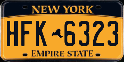 NY license plate HFK6323