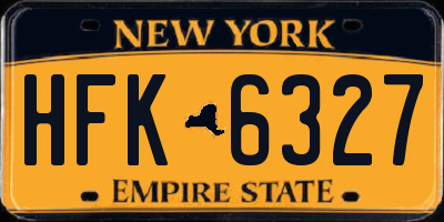 NY license plate HFK6327