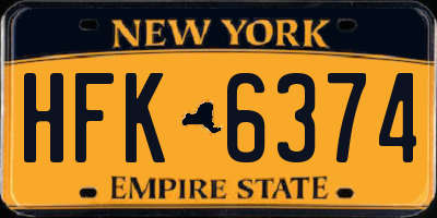 NY license plate HFK6374
