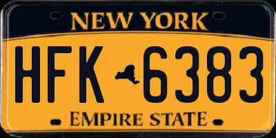NY license plate HFK6383
