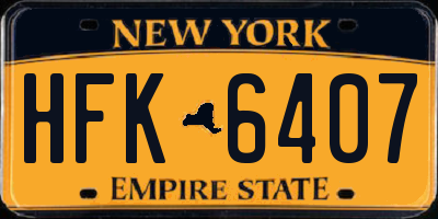 NY license plate HFK6407