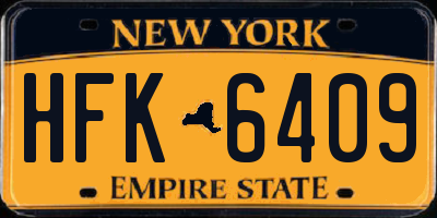 NY license plate HFK6409