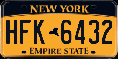 NY license plate HFK6432